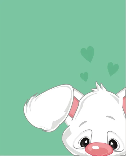 Симпатичный Белый Кролик Сердечками Карточке — стоковое фото