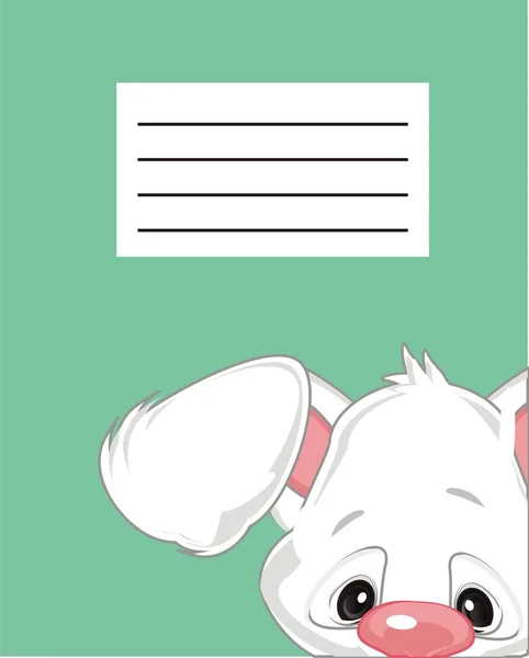 Cute White Bunny Green Copybook — Stock Photo, Image
