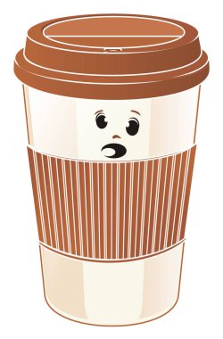 Ağzını açmış sürpriz bir kağıt bardak.