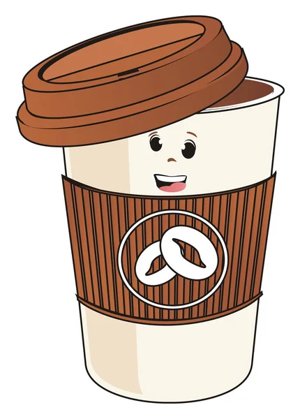 Funny Brown Paper Cup Opened Cap — Stock Photo, Image