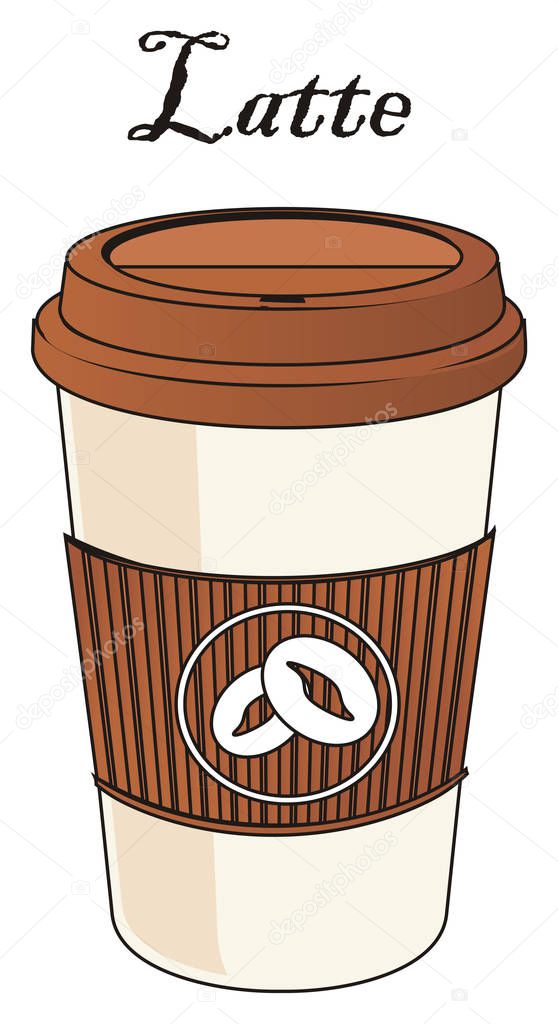 Latte in brown paper cup