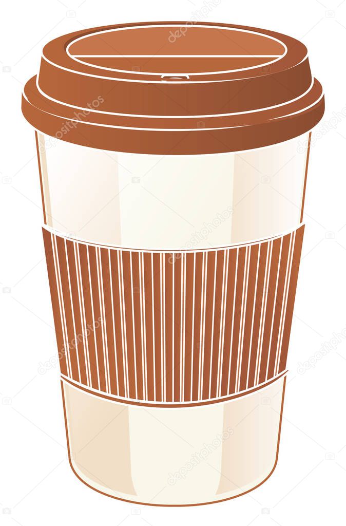 brown paper cup with white lines