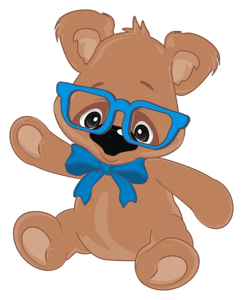 Αρκουδάκι Μπλε Γυαλιά Και Φιόγκο — Φωτογραφία Αρχείου