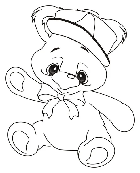 Färbung Teddybär Mit Kappe — Stockfoto