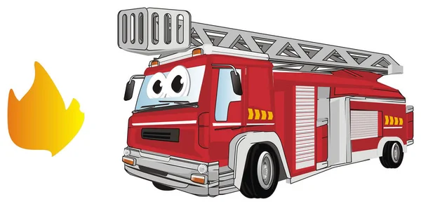 Funny Red Fire Engine Drop Water — Stock Photo, Image