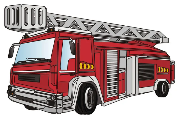 Rode Brandweerauto Met Zwarte Lijnen — Stockfoto