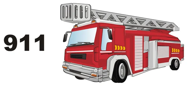 Röd Brandmotor Och Nummer — Stockfoto