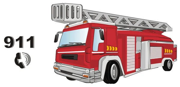 红色消防车及物件 — 图库照片
