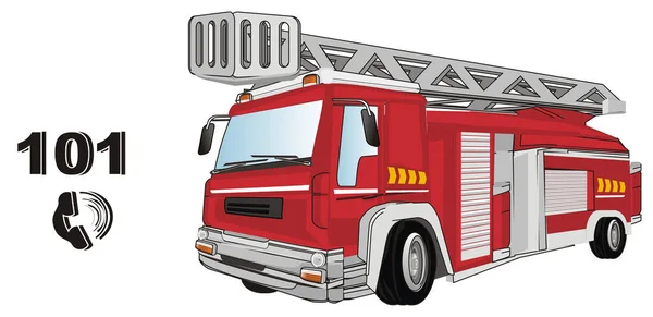 Röd Brandmotor Och Nummer — Stockfoto