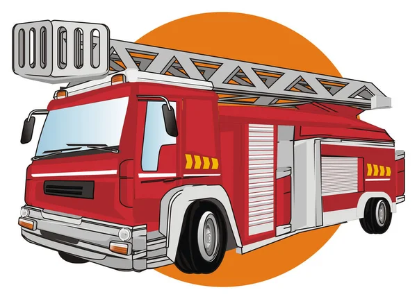 Κόκκινη Πυροσβεστική Μηχανή Στο Πορτοκαλί Εικονίδιο — Φωτογραφία Αρχείου