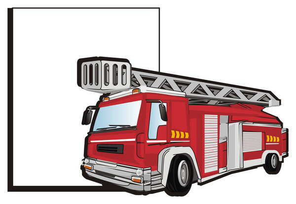 red fire engine and clean paper