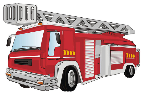 one red fire engine stand