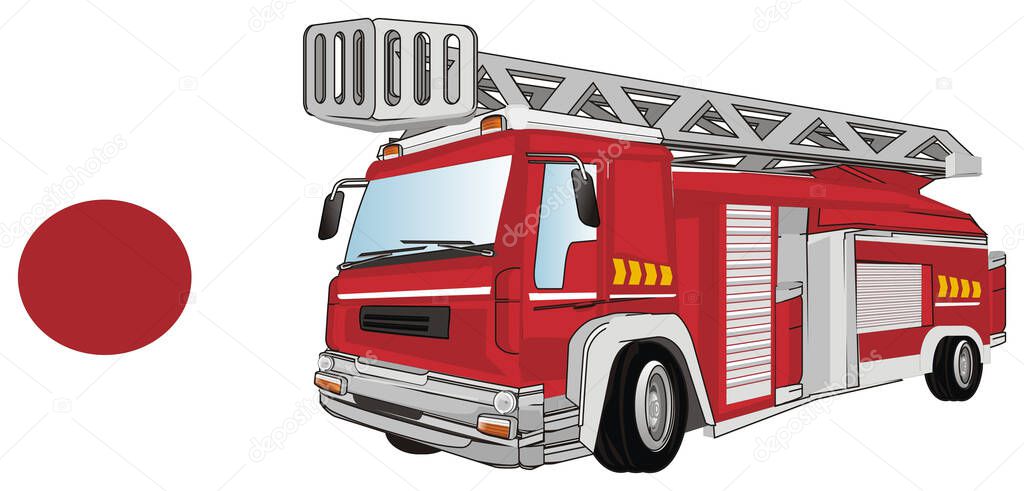red fire engine and clean red sign