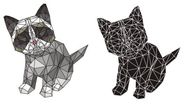 Siyah gölgeli renkli kağıt işi kedi.