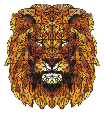 Kağıt işi turuncu aslan beyaz arka planda