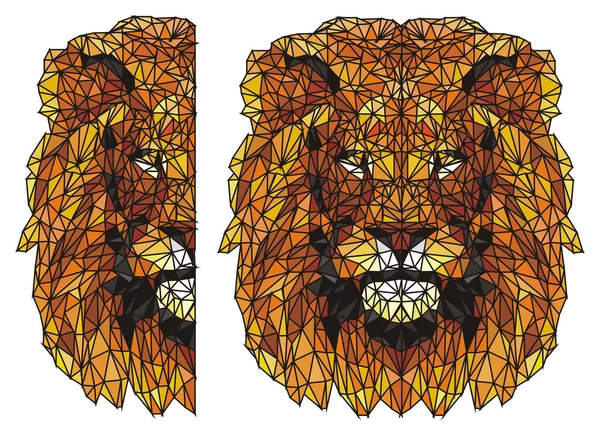 Lion Orange Papercraft Avec Demi Visage — Photo