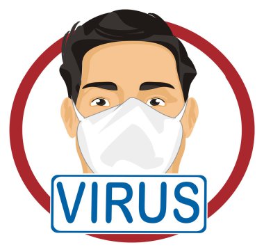 Maskeli ve kelime virüsü olan adam