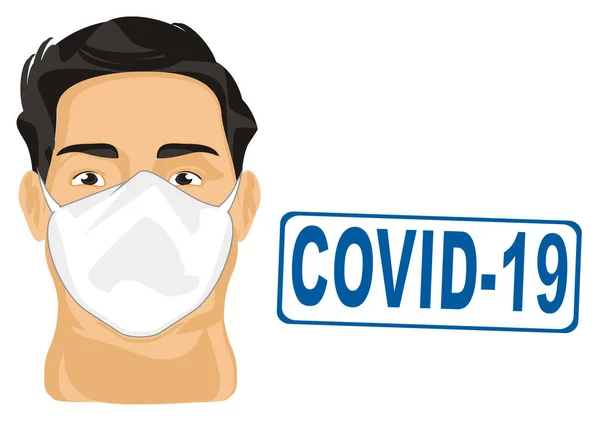 Covid Και Άνδρας Λευκή Μάσκα — Φωτογραφία Αρχείου