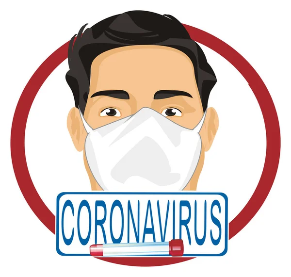 Coronavirus Man Met Masker Rood Teken — Stockfoto