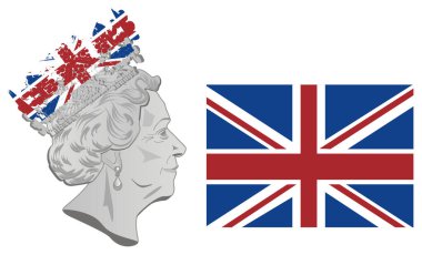 İngiltere bayrağı ve Kraliçe II. Elizabeth
