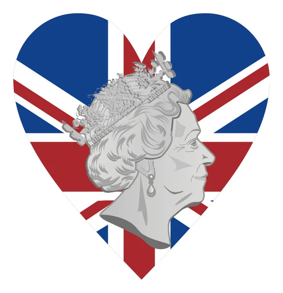 Grande Heatr Wtih Rainha Elizabeth Bandeira Reino Unido — Fotografia de Stock