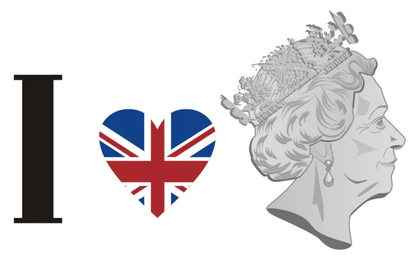 Aku Mencintai Ratu Elizabeth — Stok Foto