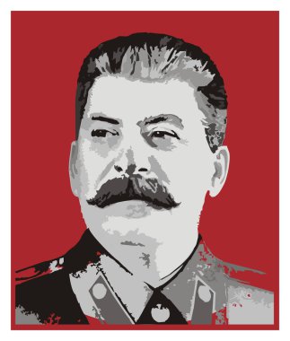 Joseph Stalin kırmızı bayrağın ortasında