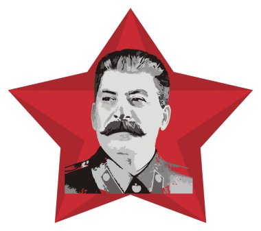 Joseph Stalin kızıl yıldızın ortasında