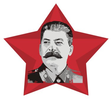 Joseph Stalin on the middle of red star clipart