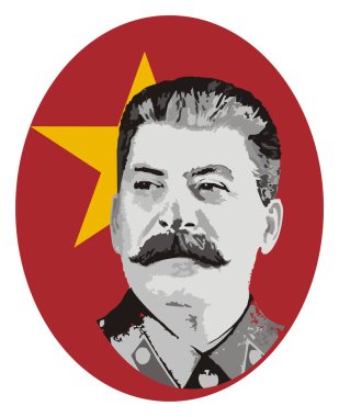 Joseph Stalin kırmızı bayrak ve sarı yıldız ile