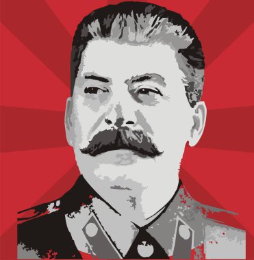 Joseph Stalin kırmızı arka planda