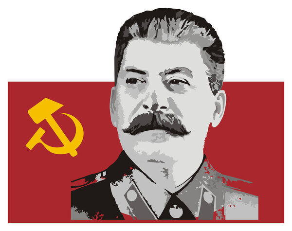 Joseph Stalin and red communism's flag