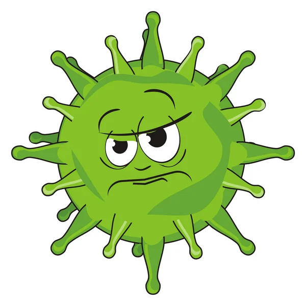 コロナウイルスの不幸な緑の顔 — ストック写真