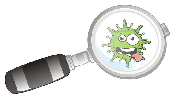 Crazy Green Virus Magnifier — Stock Photo, Image