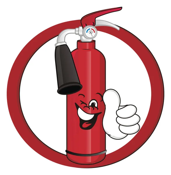Extintor Incêndio Feliz Sinal Vermelho — Fotografia de Stock