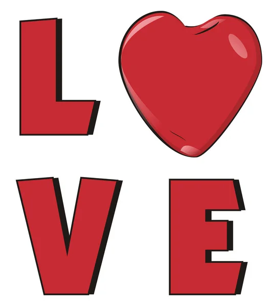 Rotes Herz Und Rote Buchstaben Liebe — Stockfoto