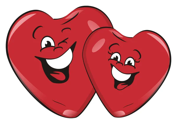 Šťastný Pár Červených Srdcí — Stock fotografie