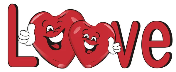 Smiling Pair Red Hearts Love — Stock Photo, Image
