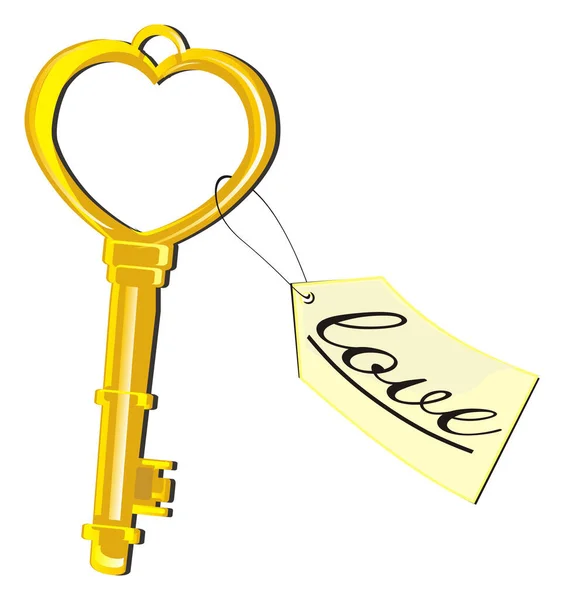 Goldener Schlüssel Und Papier Mit Dem Wort Liebe — Stockfoto