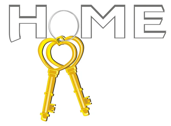 Χρυσά Κλειδιά Και Λέξη Σπίτι — Φωτογραφία Αρχείου