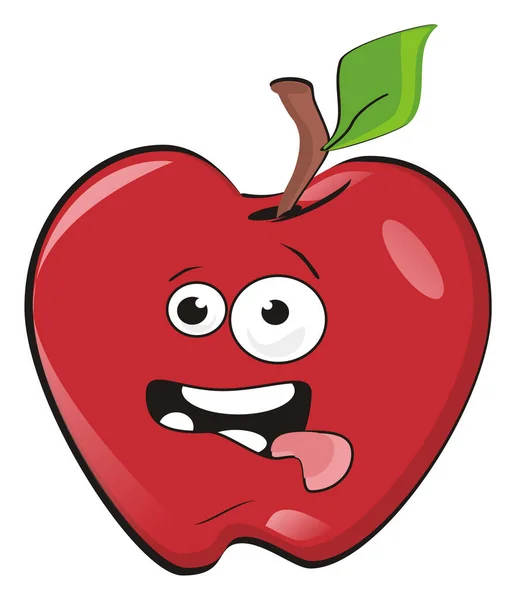 Šílený Červený Jablko Ukázat Svůj Jazyk — Stock fotografie