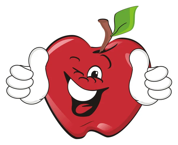 Uśmiechnięte Czerwone Jabłko Gestem Klasy — Zdjęcie stockowe