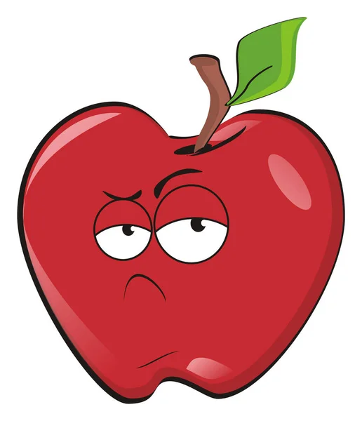 Sad Red Apple White Background — Stock Photo, Image