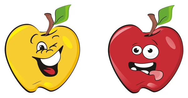 Para Szczęśliwych Kolorowych Jabłek — Zdjęcie stockowe