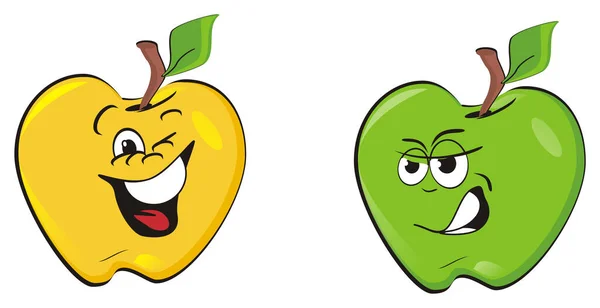 Śmieszne Żółte Zielone Jabłka — Zdjęcie stockowe
