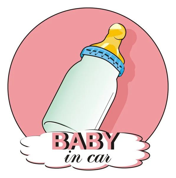 Μωρό Στο Αυτοκίνητο Και Μωρό Μπουκάλι Γάλα — Φωτογραφία Αρχείου