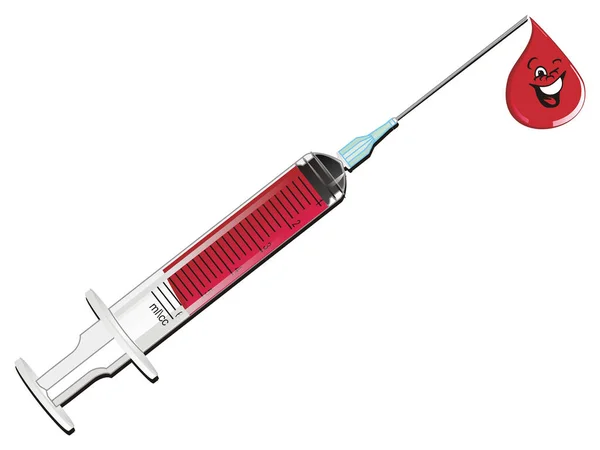 One Syringe Red Blood — Stock Photo, Image