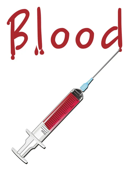Slovo Krev Plná Stříkačka Krve — Stock fotografie