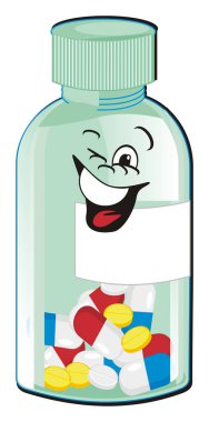 Gülümseyen hap şişesi standı