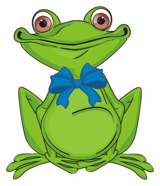 Mavi fiyonklu yeşil kurbağa çocuk